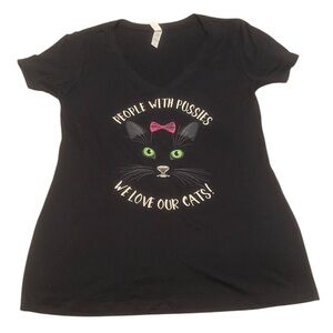 Ideal T We Love Our Cats Top Womens Size L